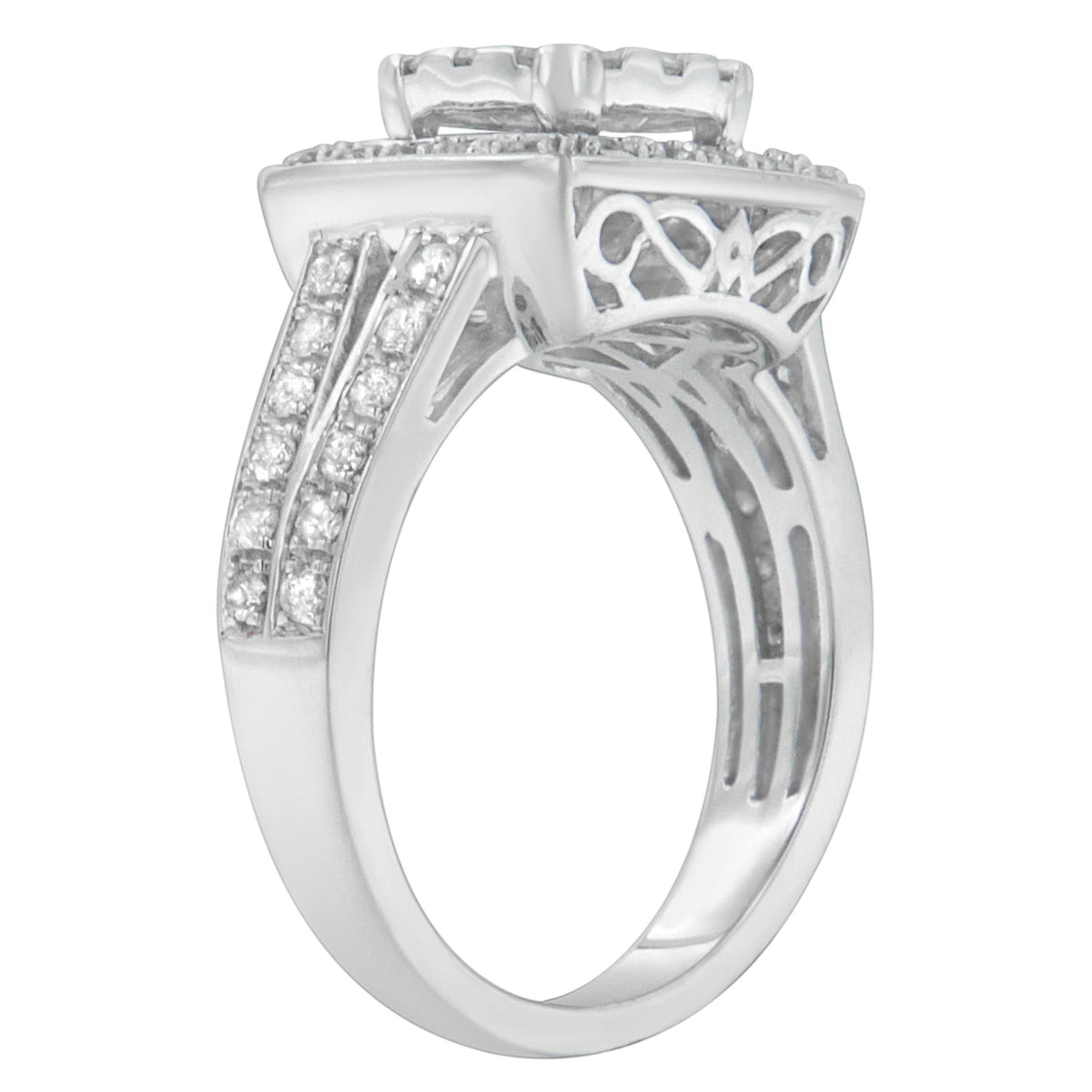 10K White Gold Diamond Cluster Ring (1 Cttw, H-I Color, SI2-I1 Clarity) - JackiEaslick
