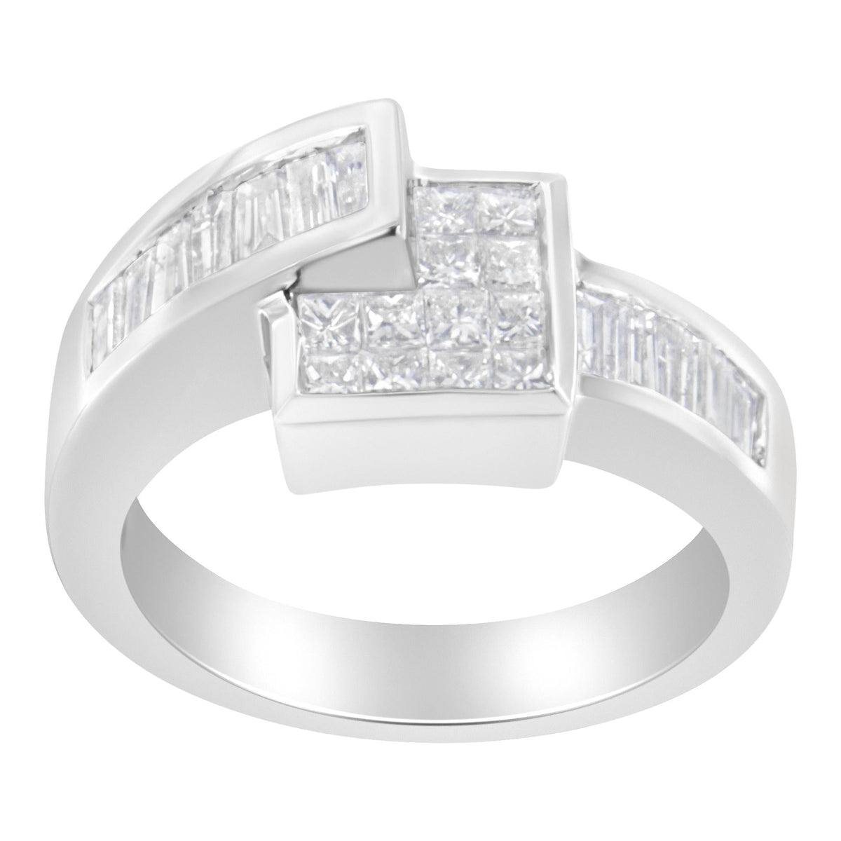 14K White Gold Princess and Baguette-cut Diamond Ring (1 1/3 Cttw, G-H Color, SI2-I1 Clarity) - JackiEaslick