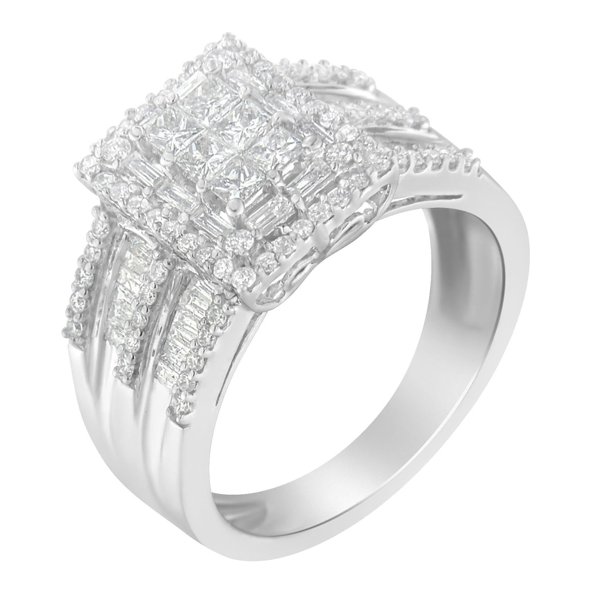 10K White Gold Diamond Cluster Ring (1 cttw, H-I Color, I1-I2 Clarity) - JackiEaslick