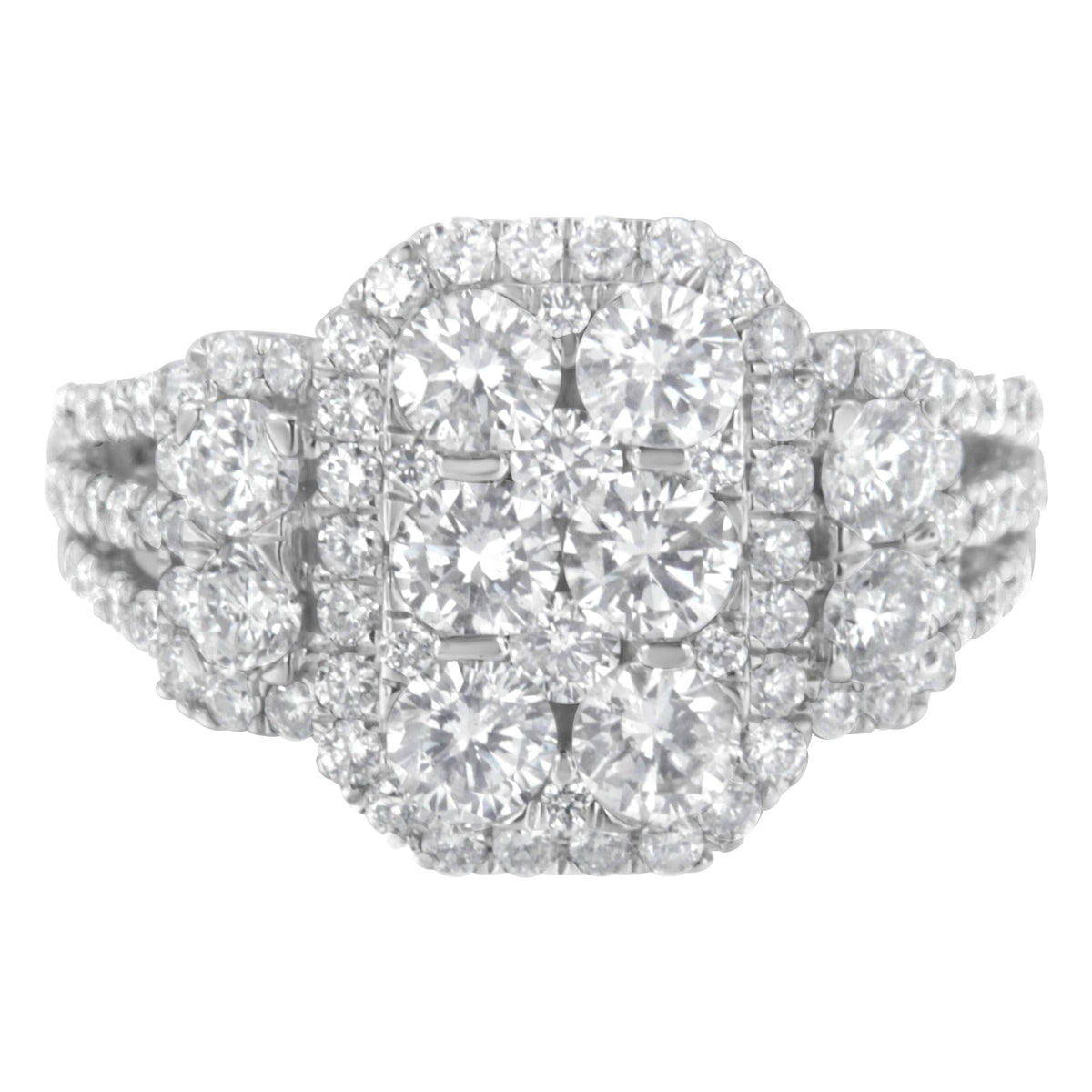 14K White Gold 2 1/4 Cttw Diamond Cocktail Cluster Ring (G-H Color, SI2-I1 Clarity) - JackiEaslick