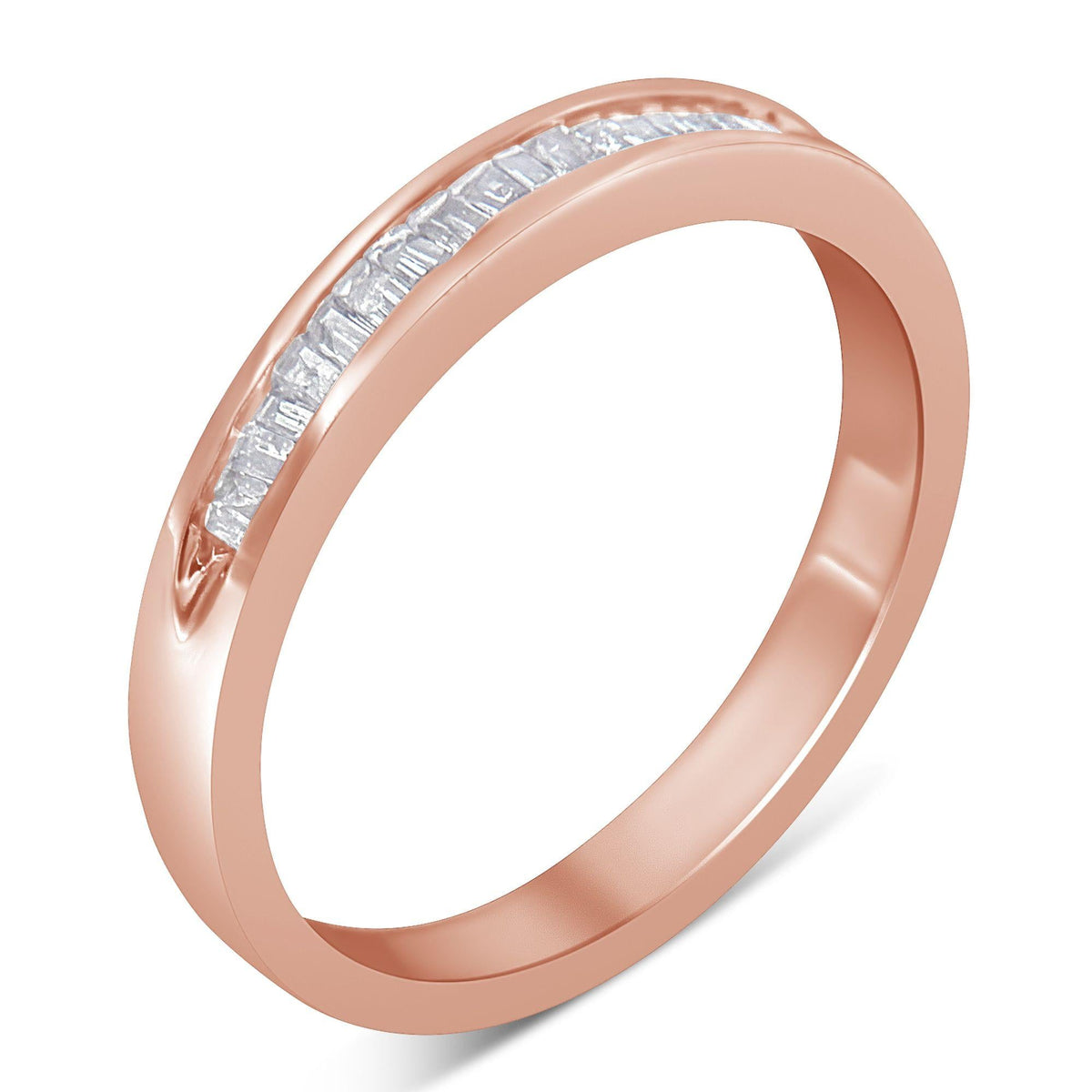 10K Rose Gold over .925 Sterling Silver 1/5 Cttw Diamond Channel-Set Stackable Band Ring (H-I Color, I1-I2 Clarity) - JackiEaslick