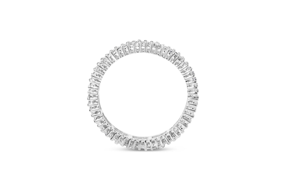 10K White Gold 1.0 Cttw Princess Cut Diamond Double Row Eternity Band Ring