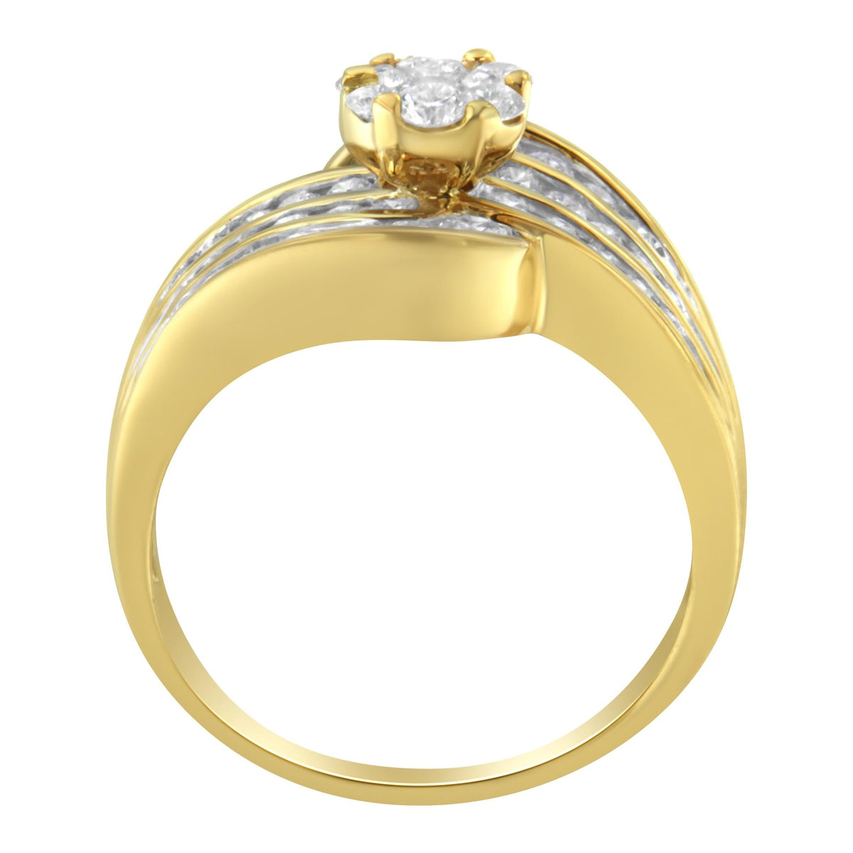 14K Yellow Gold Diamond Cocktail Bypass Ring (1 1/2 Cttw, H-I Color, SI2-I1 Clarity) - JackiEaslick