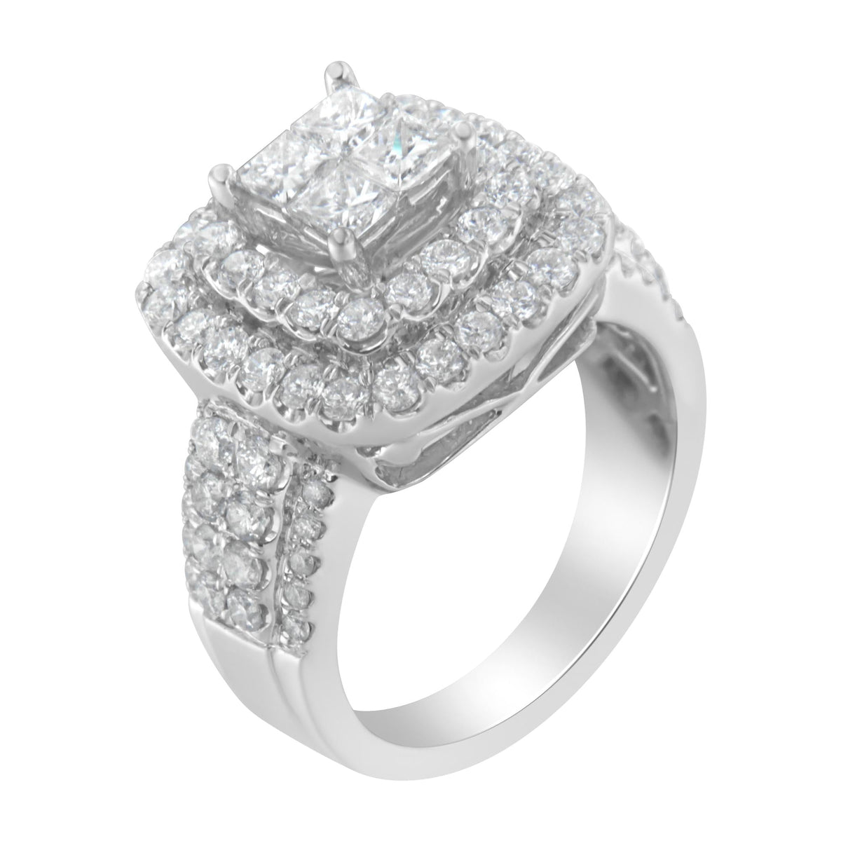 14KT White Gold Round and Princess Diamond Ring (2 1/4 cttw, H-I Color, SI1-SI2 Clarity) - JackiEaslick