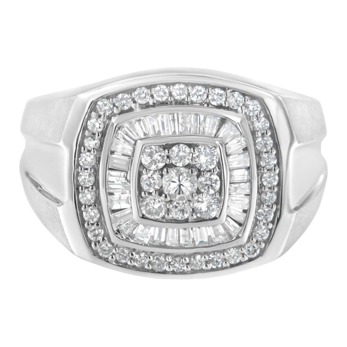 14K White Gold Men's Diamond Band Ring (1 cttw, H-I Color, SI1-I2 Clarity) - JackiEaslick