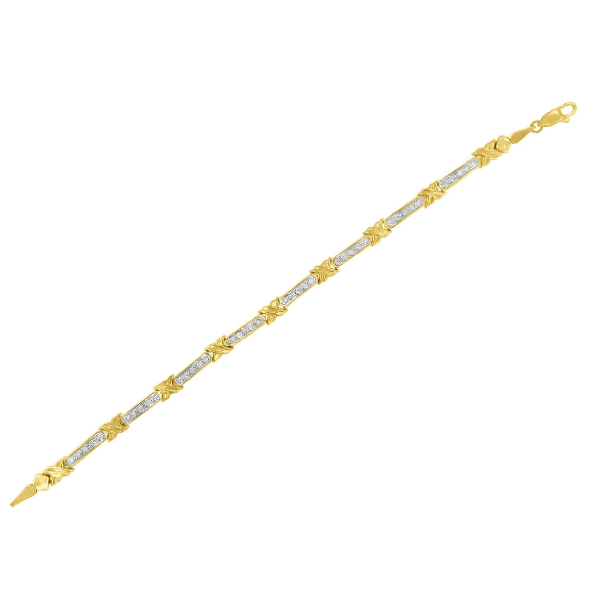 10K Yellow Gold 1/2 Cttw Diamond X-Link 7" Bracelet (I-J Color, I1-I2 Clarity)