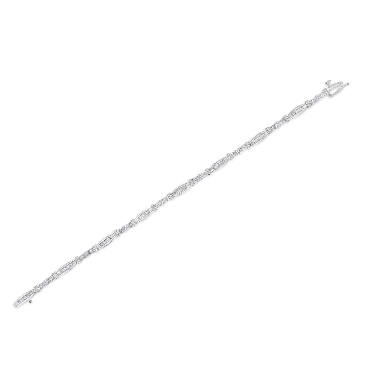 10K White Gold Geometric Pattern Diamond Tennis Bracelet (3 cttw, H-I Color, SI2-I1 Clarity) - JackiEaslick