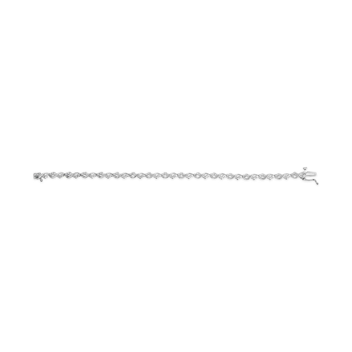 10k White Gold 1/2 Cttw Diamond Infinity Weave Link Bracelet (I-J Color, SI2-I1 Clarity) - 7"