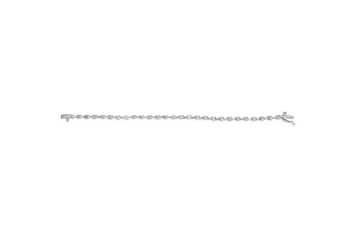 14K White Gold 2.00 Cttw Diamond Bar and Link Tennis Bracelet (H-I Color, SI1-SI2 Clarity) - 7"