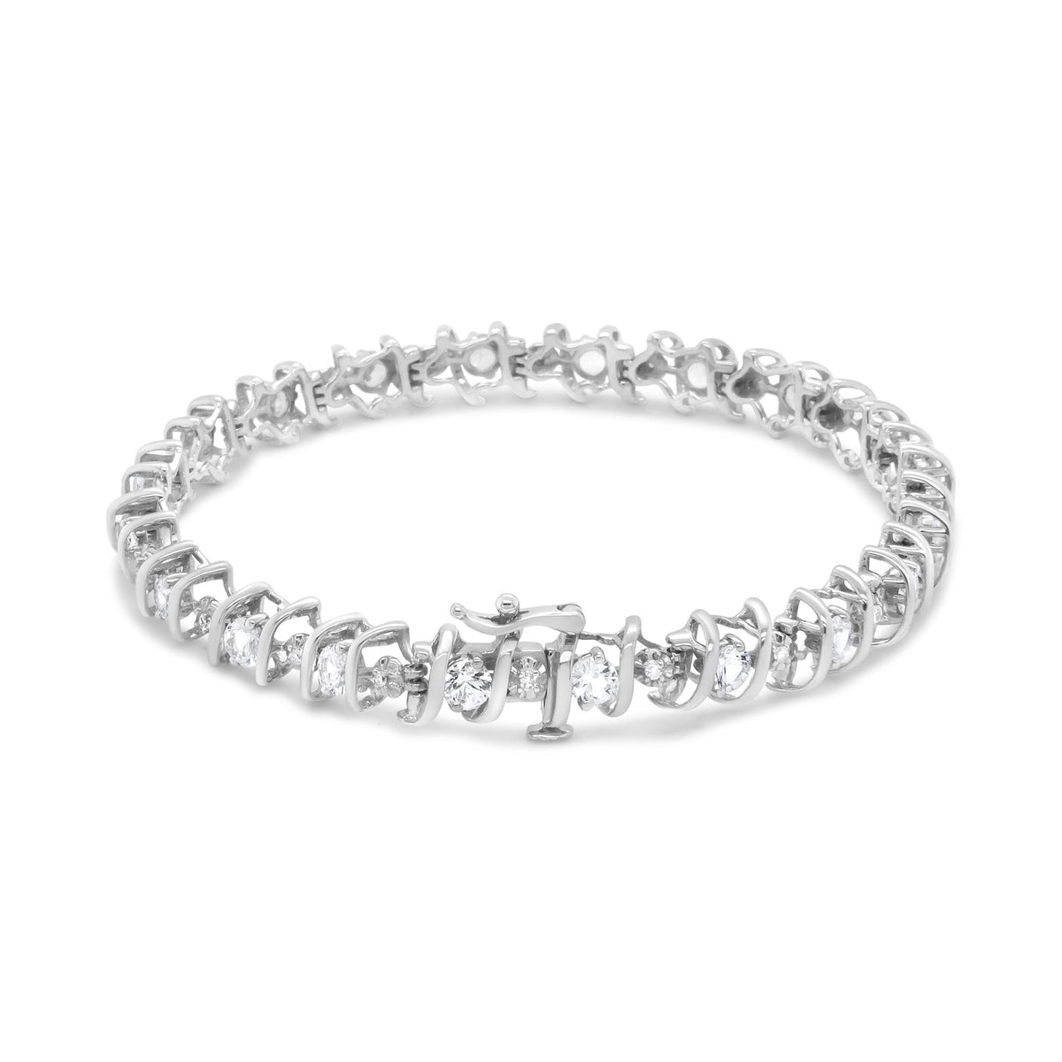 .925 Sterling Silver Lab-Grown Birthstone and 1/6 Cttw Round Diamond Tennis Bracelet (H-I Color, I1-I2 Clarity) - JackiEaslick