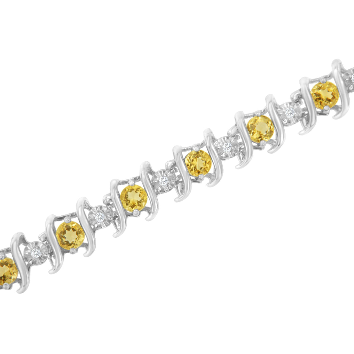 .925 Sterling Silver Lab-Grown Birthstone and 1/6 Cttw Round Diamond Tennis Bracelet (H-I Color, I1-I2 Clarity) - JackiEaslick