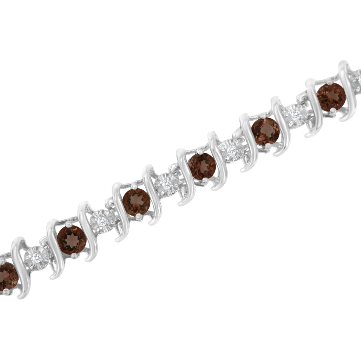 .925 Sterling Silver Lab-Grown Birthstone and 1/6 Cttw Round Diamond Tennis Bracelet (H-I Color, I1-I2 Clarity) - JackiEaslick