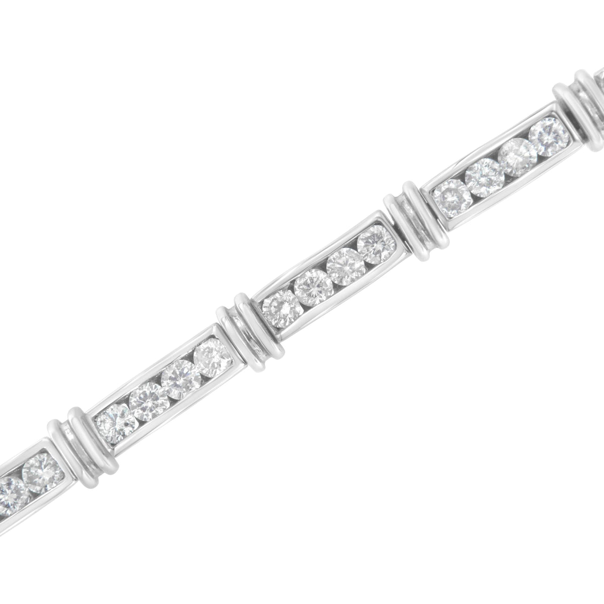 14K White Gold 6 3/4 Cttw Diamond 4 Stone Link Bracelet (H-I Color, I1-I2 Clarity) - 7" Inches