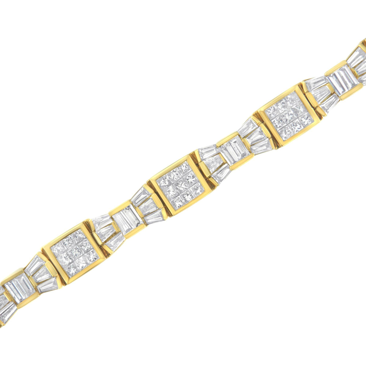 14K Yellow Gold 9.0 Cttw Diamond Alternating Bow and Box Link Bracelet (G-H Color, VS1-VS2 Clarity)- 7"