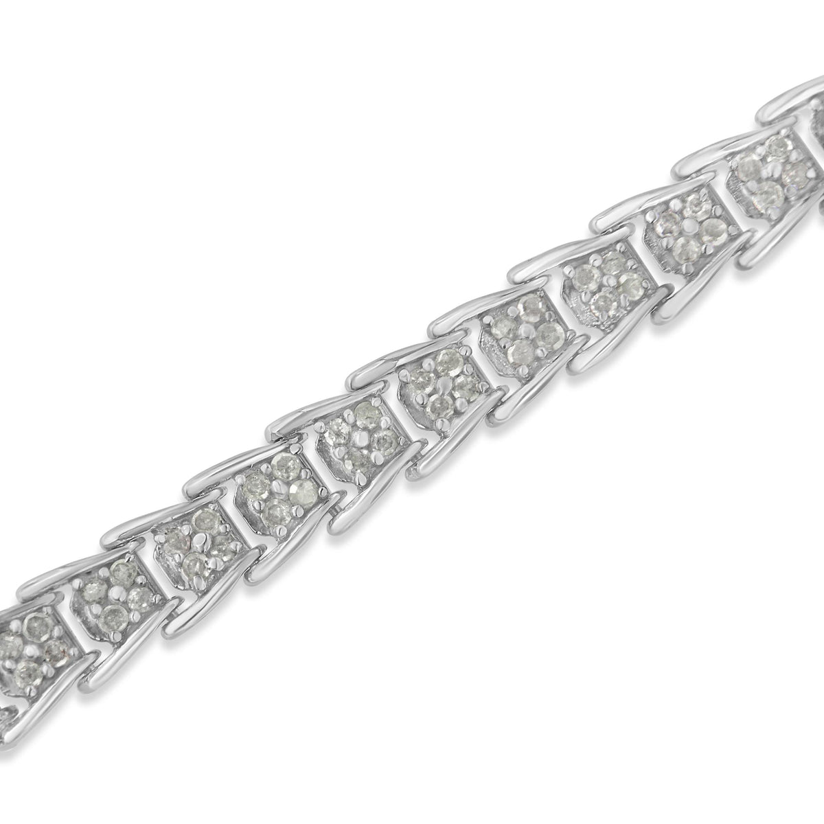 10k White Gold 2 cttw Diamond Fan-Shaped Link Tennis Bracelet (I-J Clarity, I3 Color) - Size 7.25" - JackiEaslick