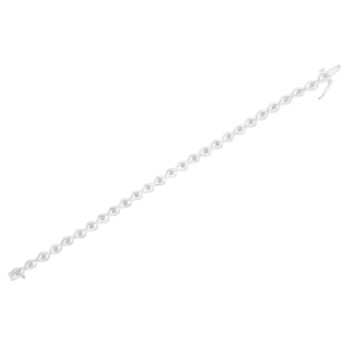 .925 Sterling Silver 1/2 Cttw Rose Cut Diamond Almond Shape Link Tennis Bracelet (I-J Color, I3 Clarity) - 7” - JackiEaslick