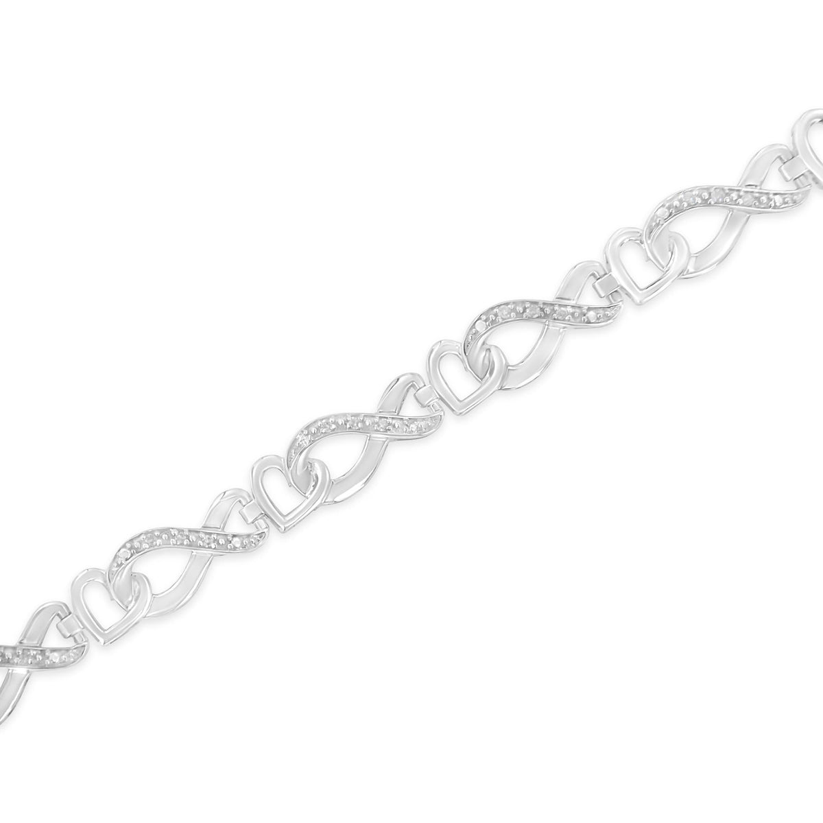 .925 Sterling Silver 1/5 Cttw Diamond 7” Infinity Heart Tennis Bracelet (H-I Color, I2-I3 Clarity) - JackiEaslick