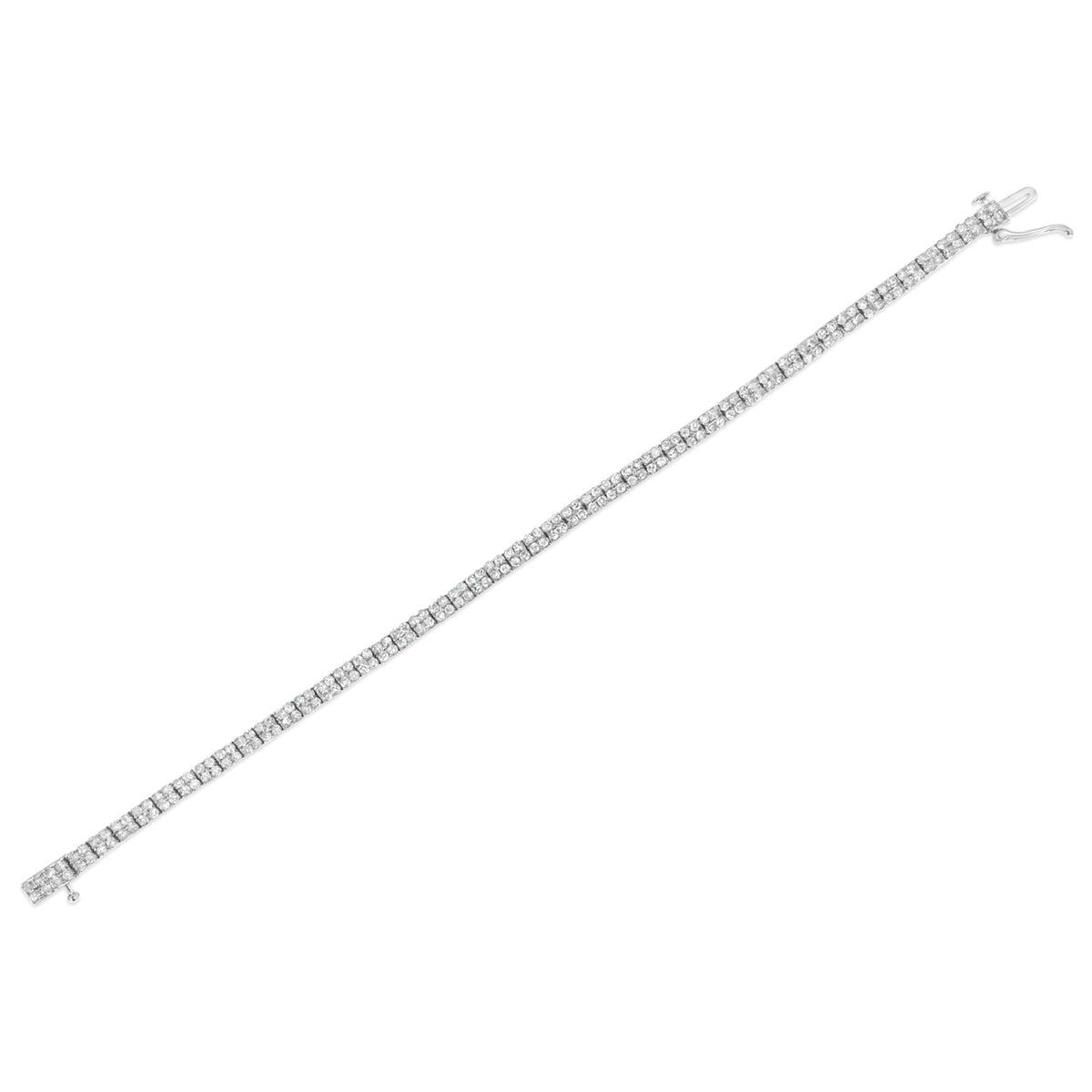 .925 Sterling Silver 3.0 Cttw Prong-Set Round Diamond 2 Row Link Tennis Bracelet (I-J Color, I3 Clarity) - 7.25"