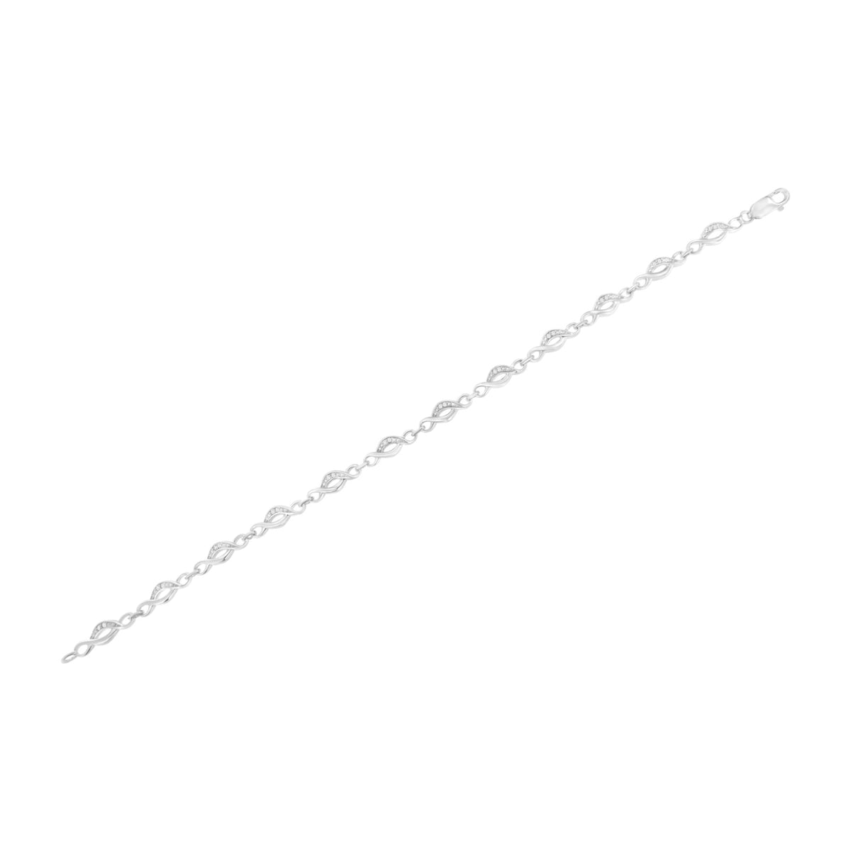 .925 Sterling Silver Prong Set Round-Cut Diamond Accent Infinity Link Bracelet (I-J Color, I2-I3 Clarity) - Size 7.25"