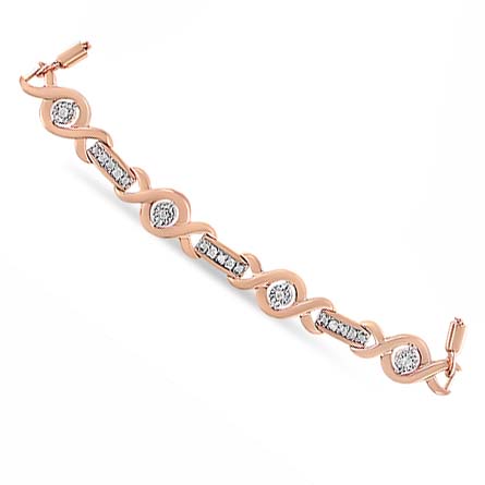.925 Sterling Silver Channel Set Diamond Accent Twist 4”-10” Adjustable Bolo Bracelet (I-J Color, I3 Clarity) - JackiEaslick