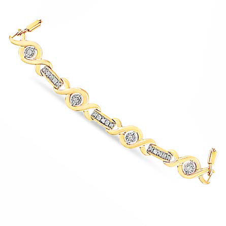 .925 Sterling Silver Channel Set Diamond Accent Twist 4”-10” Adjustable Bolo Bracelet (I-J Color, I3 Clarity) - JackiEaslick