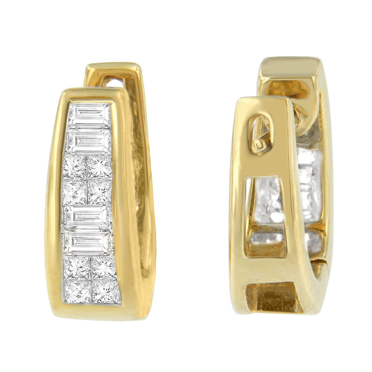 14k Yellow Gold 1/2ct TDW Princess and Baguette Diamond Earrings (I-J,VS1-VS2)