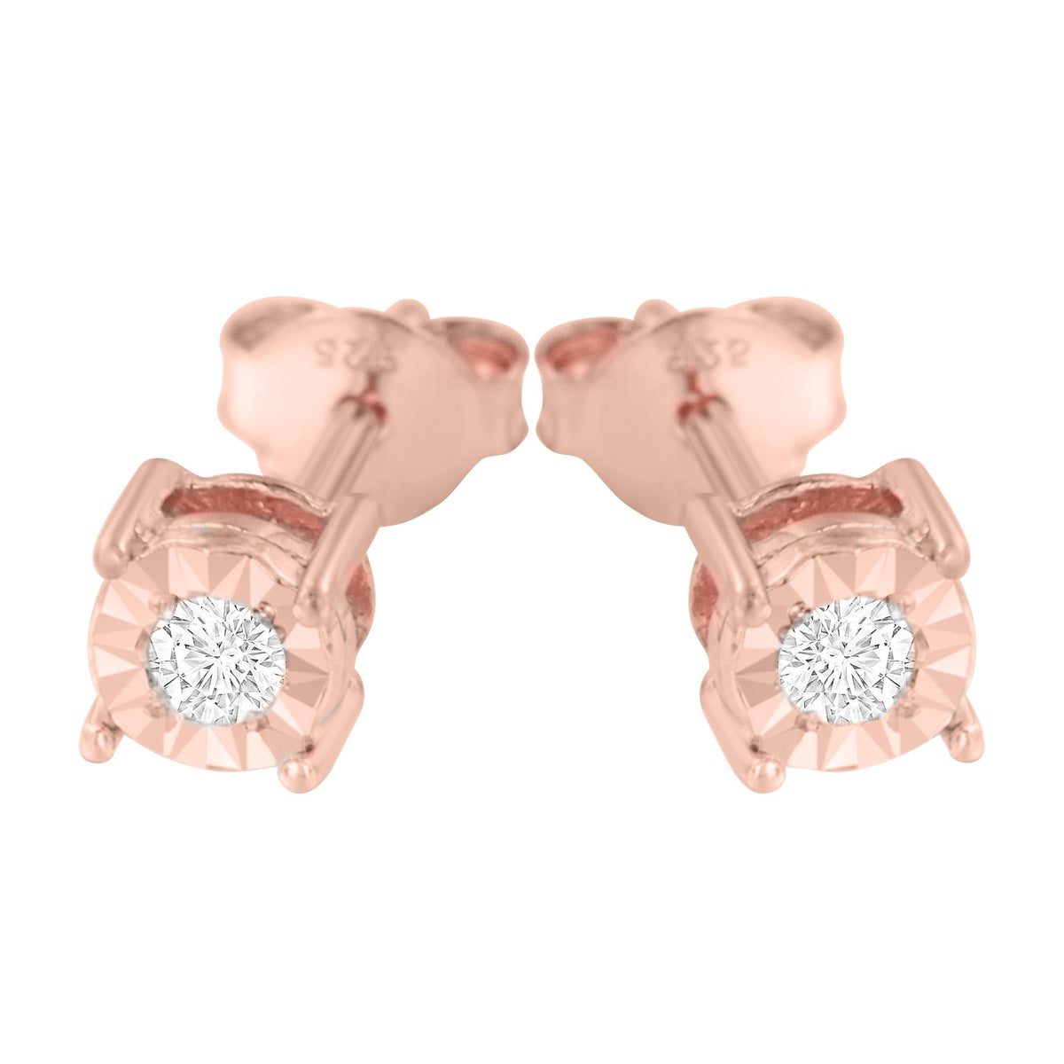 .925 Sterling Silver 1/10 Cttw Round Brilliant-Cut Diamond Miracle-Set Stud Earrings