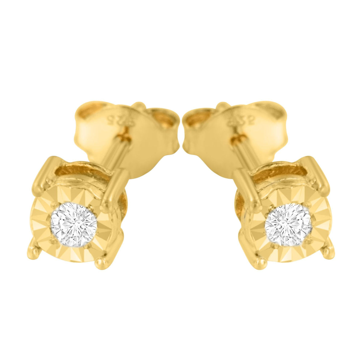 .925 Sterling Silver 1/10 Cttw Round Brilliant-Cut Diamond Miracle-Set Stud Earrings
