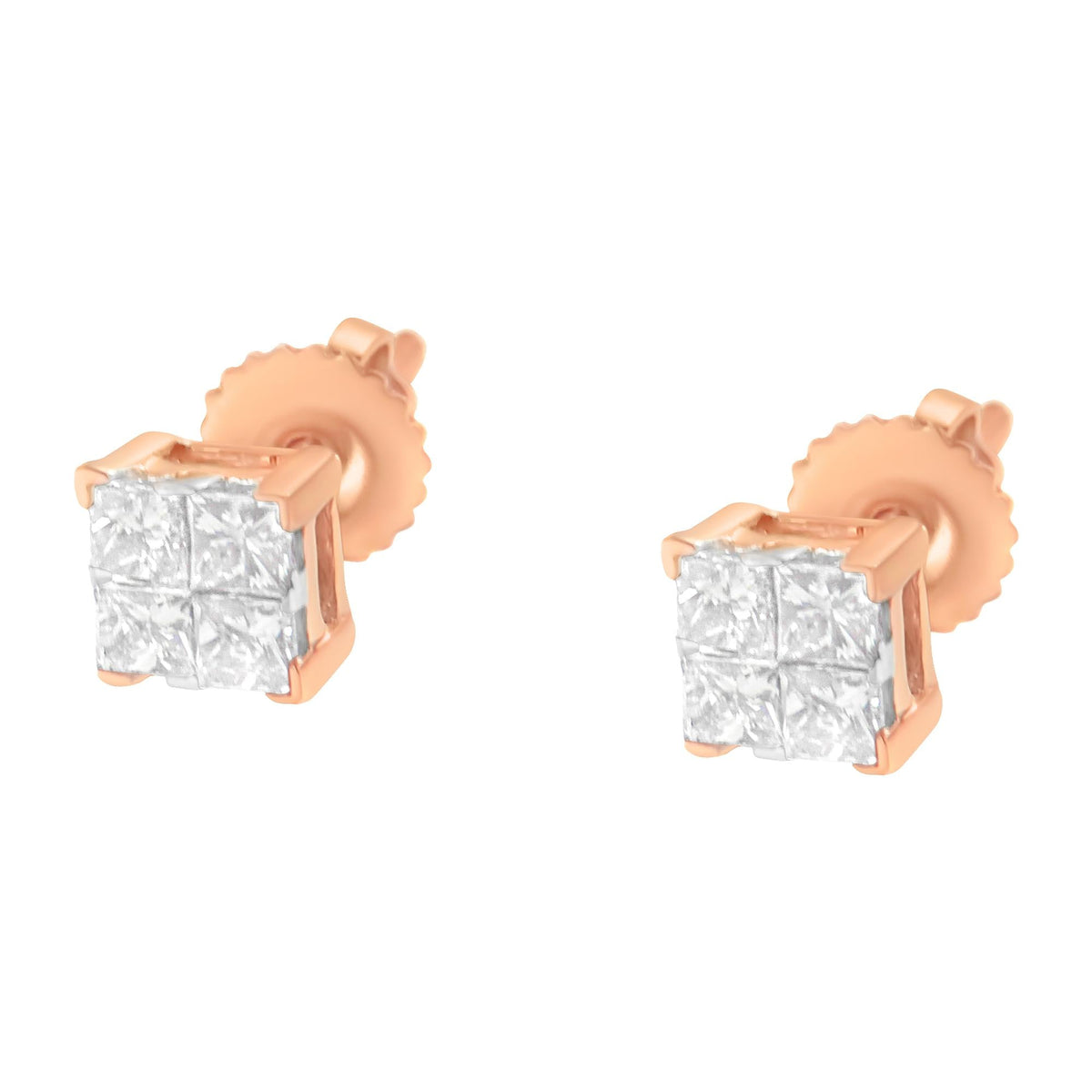 10K Gold Princess Diamond Composite Stud Earring (1/2 cttw, I-J Color, I1-I2 Clarity) - JackiEaslick
