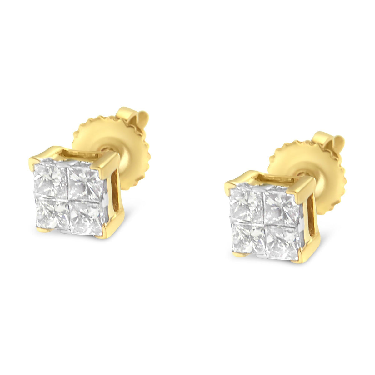 10K Gold Princess Diamond Composite Stud Earring (1/2 cttw, I-J Color, I1-I2 Clarity) - JackiEaslick
