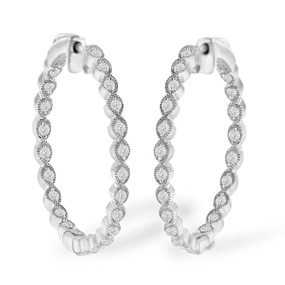 Sterling-Silver Diamond Hoop Earring (3/4 cttw, I-J Color, I3 Clarity) - JackiEaslick