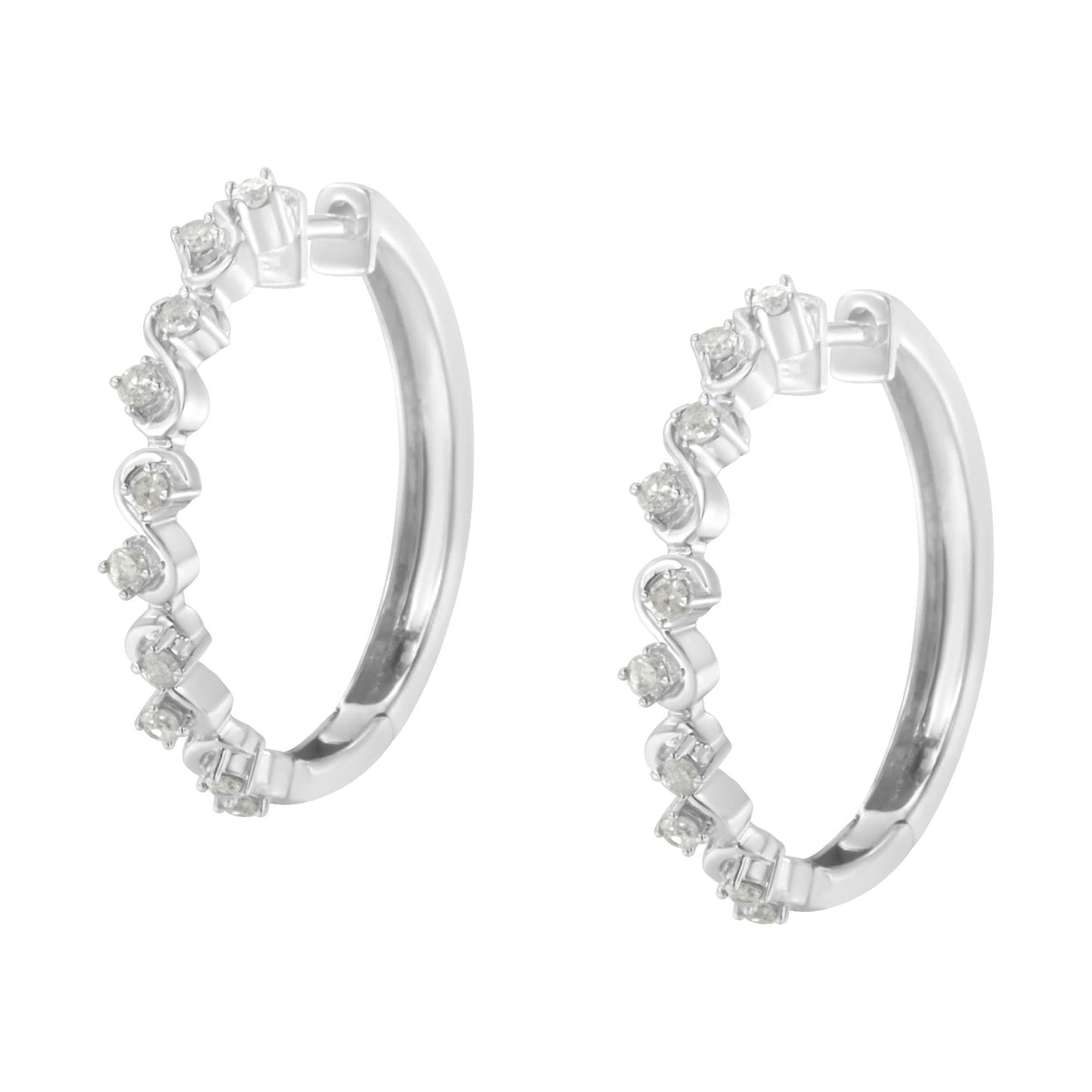 Sterling-Silver Diamond Hoop Earring (1/2 cttw, I-J Color, I3 Clarity) - JackiEaslick