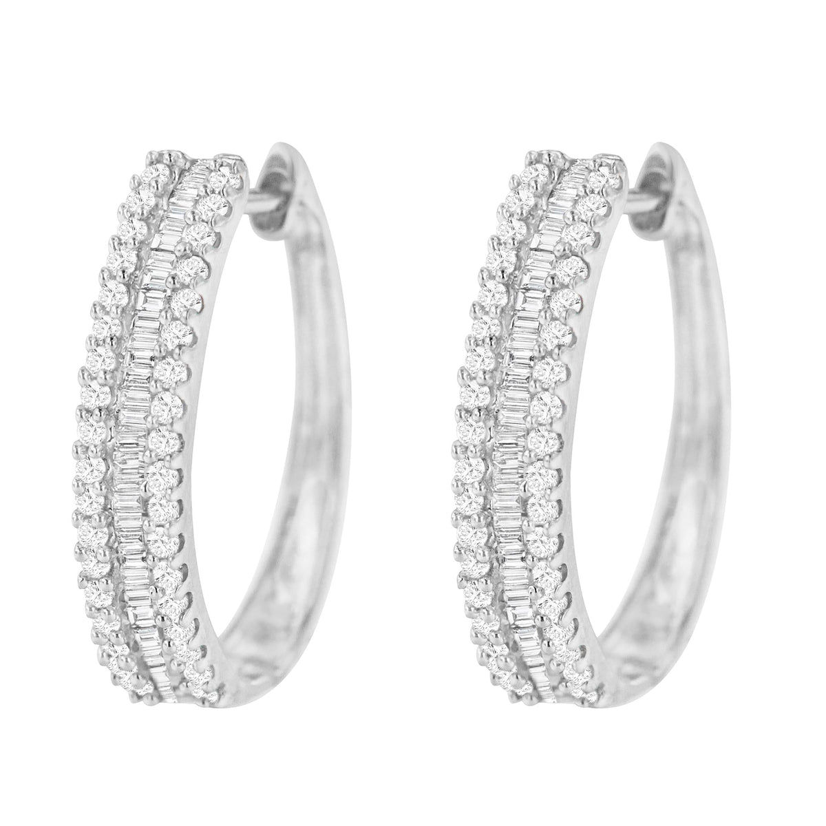 10K White Gold Diamond Hoop Earrings (3/4 cttw, I-J Color, I2-I3 Clarity) - JackiEaslick