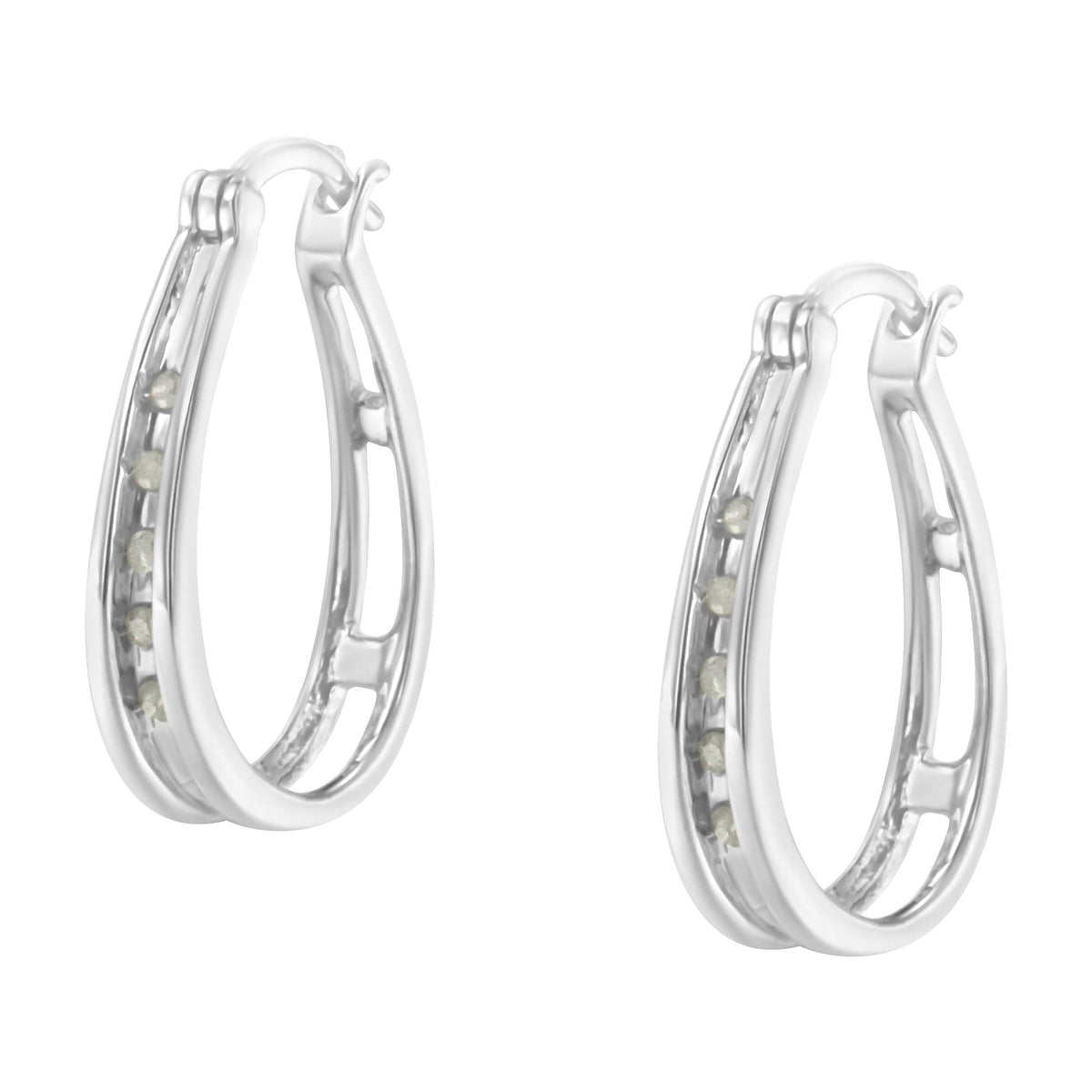 .925 Sterling Silver 1/10 Cttw Diamond Hoop Earrings (I-J Color, I3 Clarity) - JackiEaslick