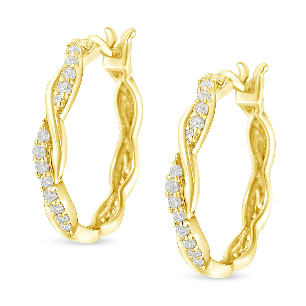 .925 Sterling-Silver 1/4 cttw Pave Set Diamond Twisted Spiral Hoop Earring (I-J Color, I3 Clarity) - JackiEaslick