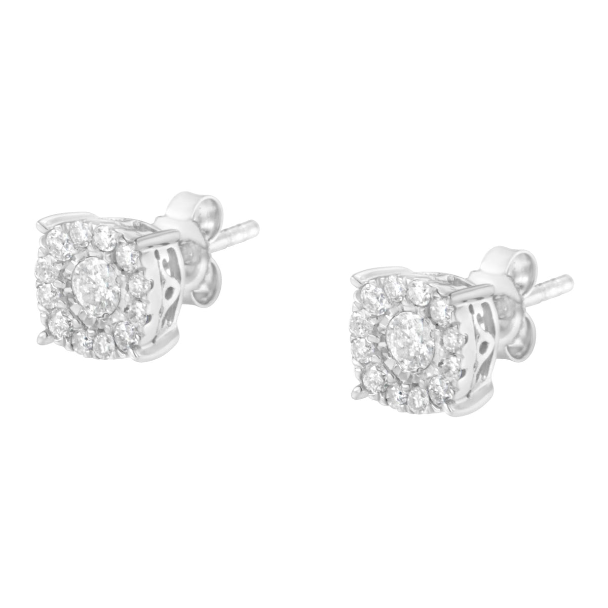 Sterling Silver Diamond Square Stud Earring (1/2 cttw, I-J Color, I2-I3 Clarity) - JackiEaslick