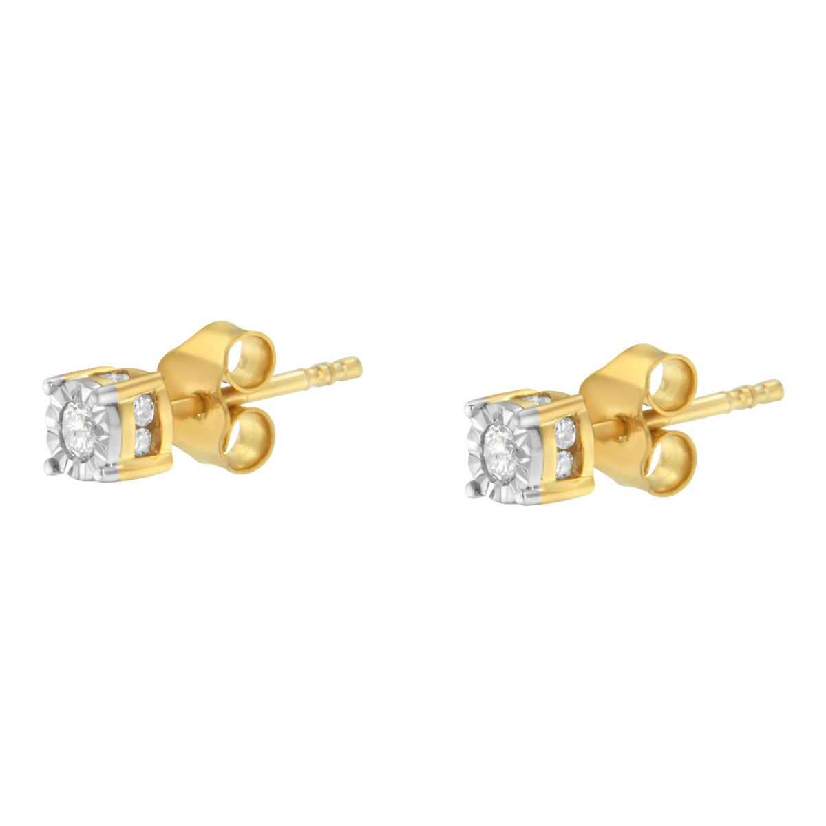 Yellow Plated Sterling Silver Diamond Stud Earring (1/4 cttw, I-J Color, I2-I3 Clarity) - JackiEaslick
