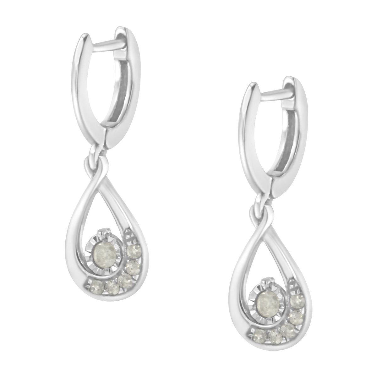 .925 Sterling-Silver 1/5 cttw Miracle-Set Round Diamond Drop and Dangle Hoop Earring (I-J Color, I3 Clarity) - JackiEaslick