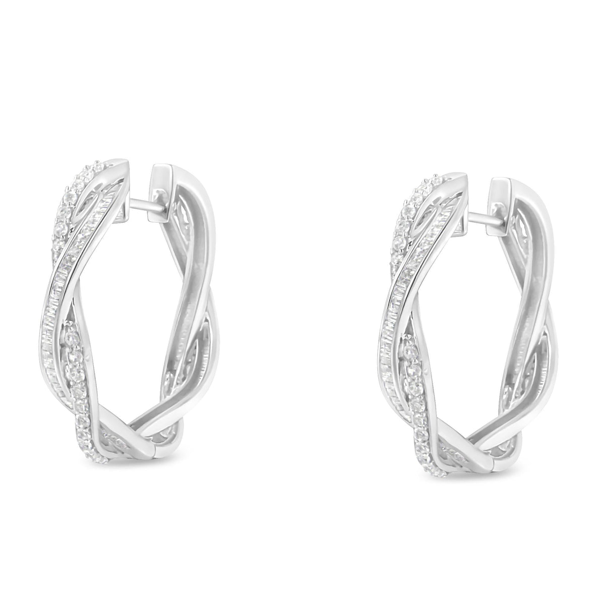 Sterling-Silver Diamond Hoop Earring (0.75 cttw, I-J Color, I2-I3 Clarity) - JackiEaslick