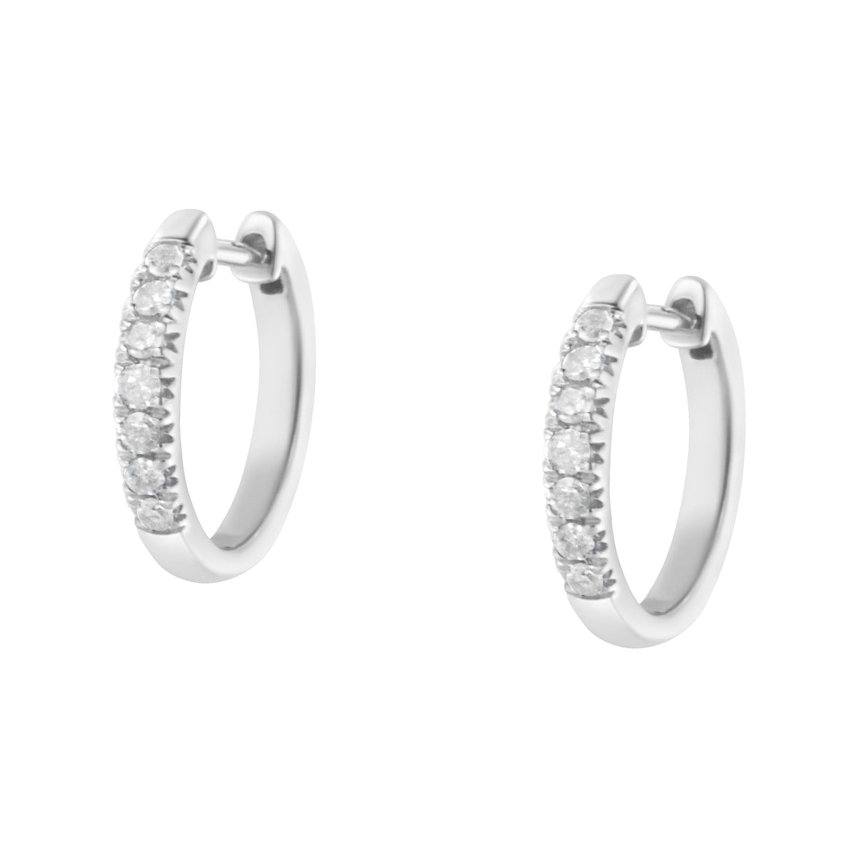 .925 Sterling Silver 1/4 Cttw Diamond Hoop Earrings (I-J Color, I3 Clarity) - JackiEaslick