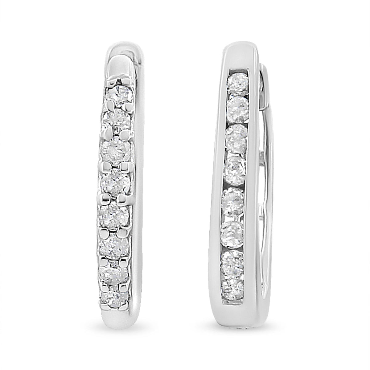 10K White Gold 1/5 Cttw Round-Cut Diamond Modern Hoop Earrings (I-J Color, I3 Clarity) - JackiEaslick