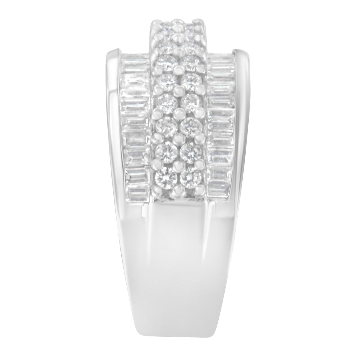 14K White Gold Round and Baguette Diamond Ring (1 1/2 Cttw, F-G Color, SI1-SI2 Clarity) - JackiEaslick
