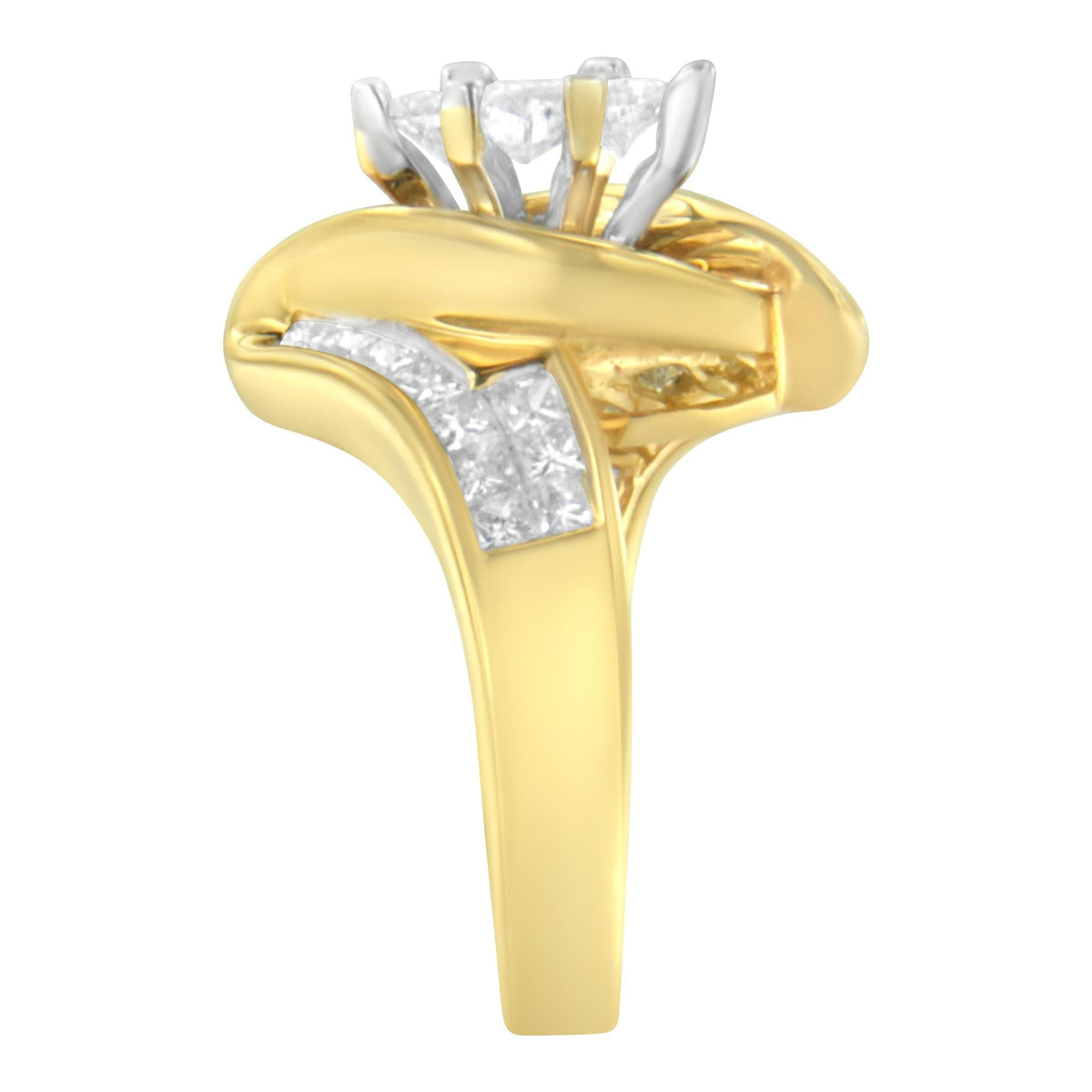 14K Yellow Gold Princess, Baguette, and Pie cut Diamond Marquise Shaped Ring (1 1/4 Cttw, G-H Color, SI1-SI2 Clarity) - JackiEaslick