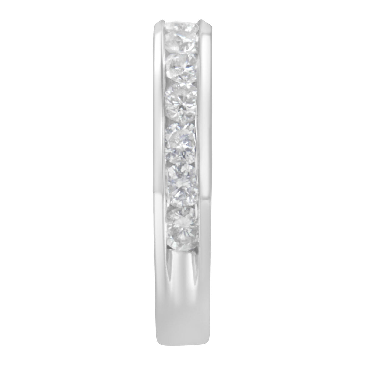IGI Certified 1.0 Cttw Diamond 18K White Gold Channel-Set Half-Eternity Band Wedding Ring (E-F Color, I1-I2 Clarity) - JackiEaslick