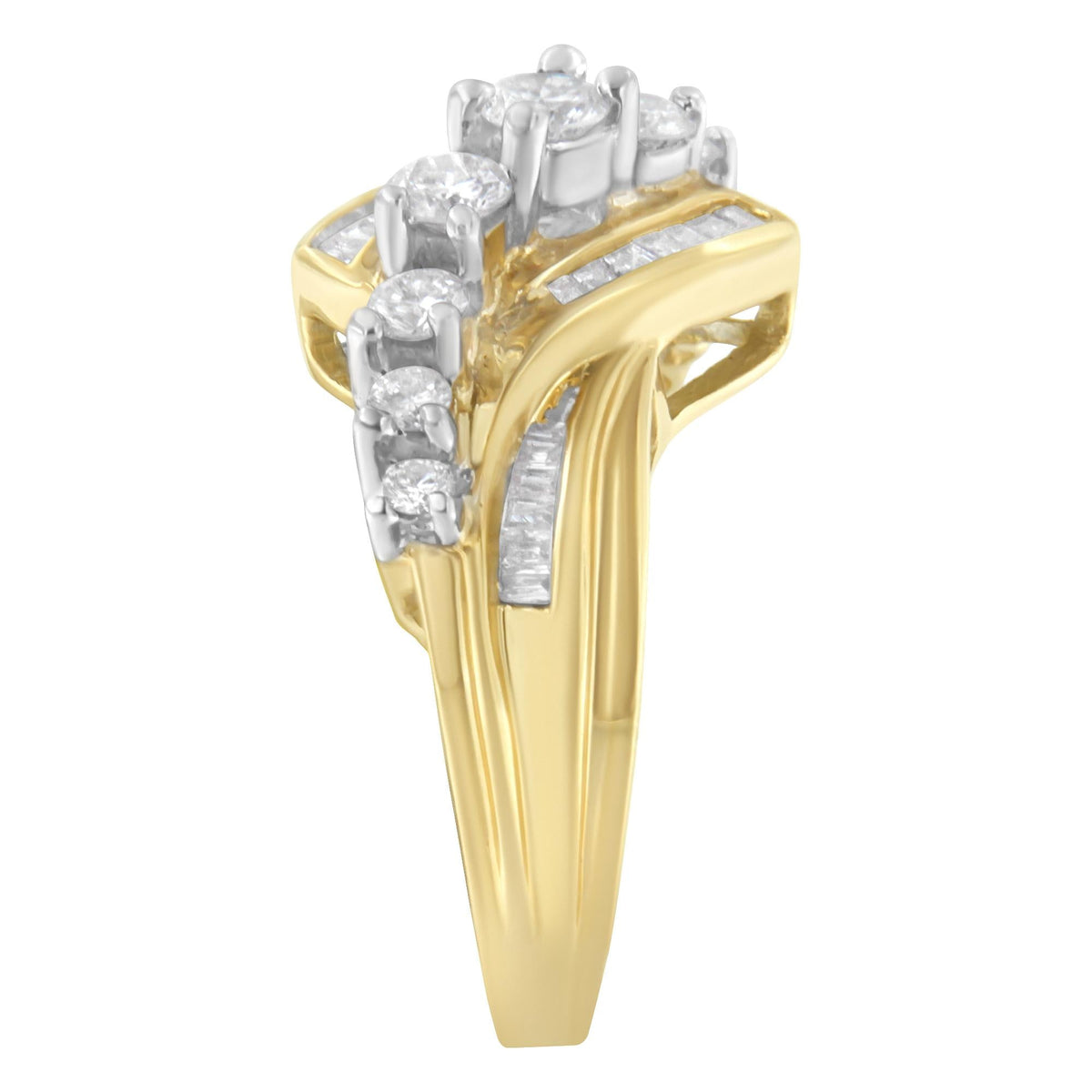 10K Two-Toned Diamond Bypass Ring (1 Cttw, H-I Color, SI2-I1 Clarity) - JackiEaslick