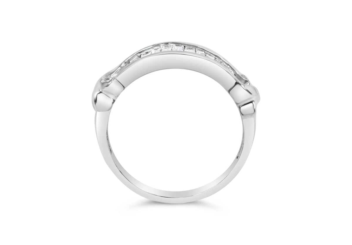 .925 Sterling Silver 1/2 Cttw Baguette Cut Diamond Channel Set X-Station Wedding Ring (H-I Color, I1-I2 Clarity) - JackiEaslick