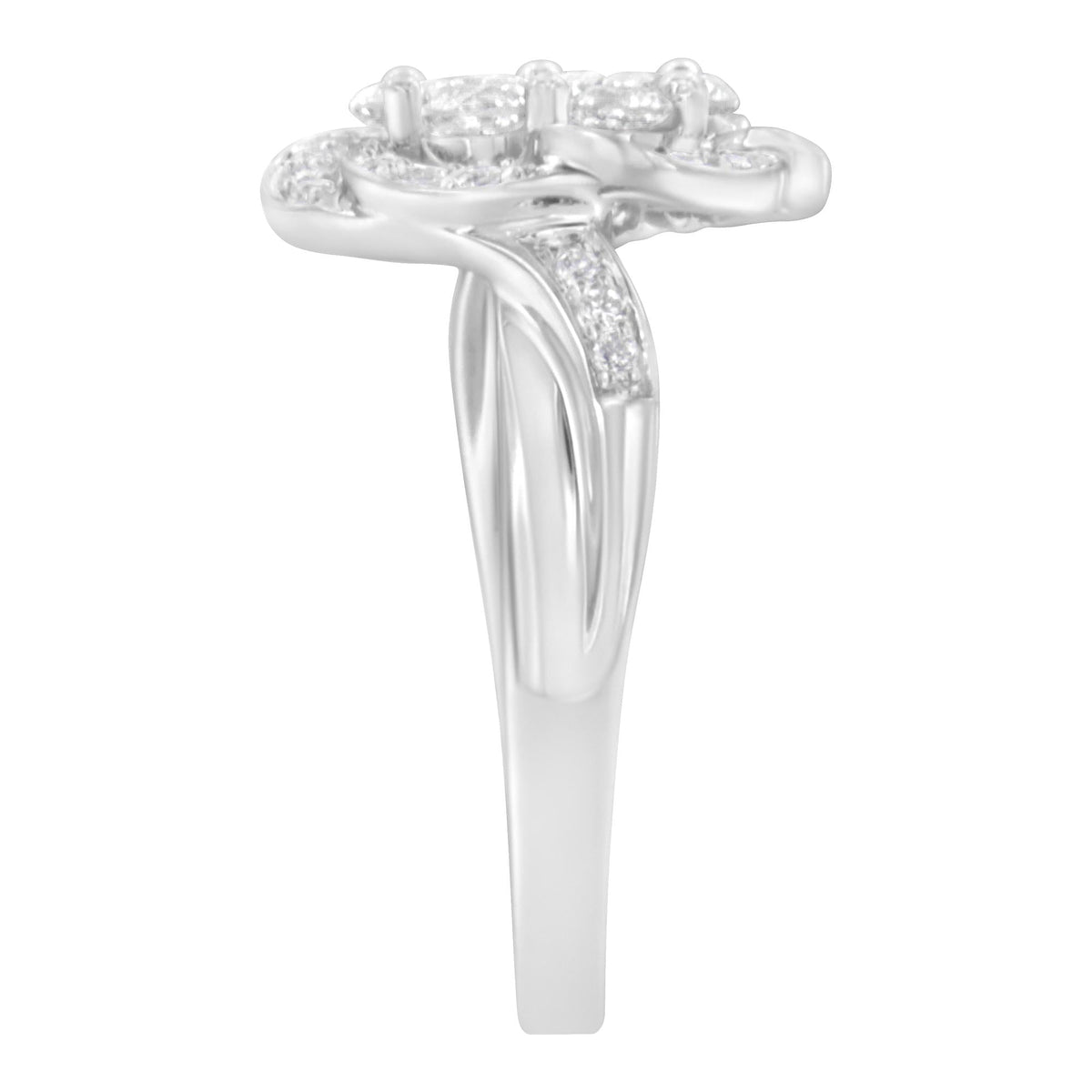 14K White Gold Floral Cluster Diamond Ring (1 Cttw, H-I Color, SI2-I1 Clarity) - JackiEaslick