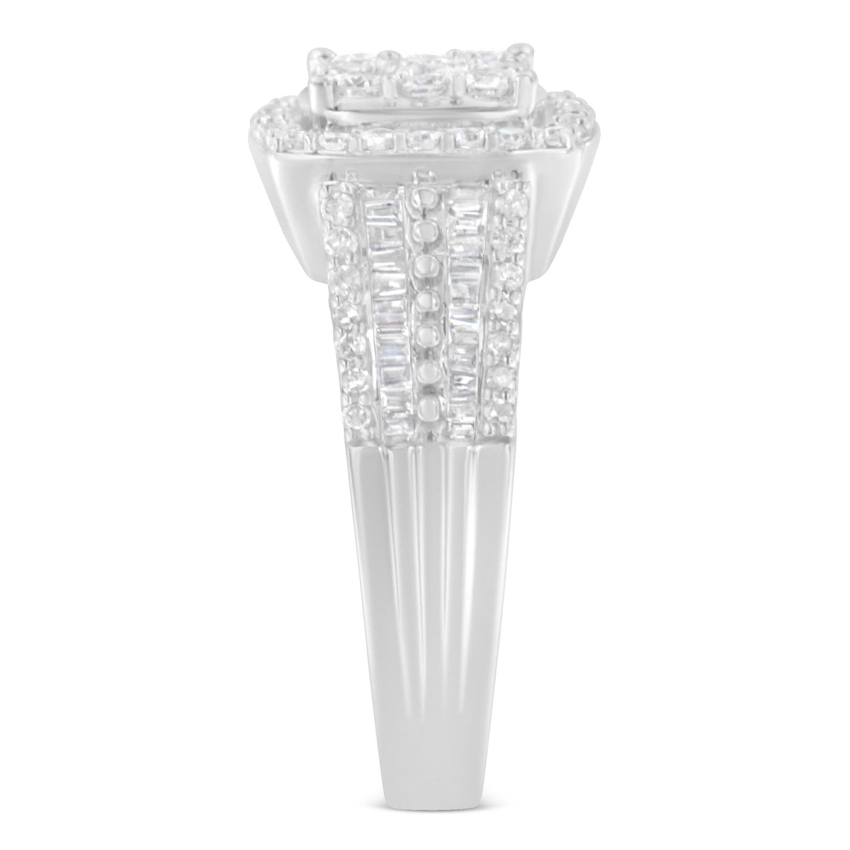 10K White Gold Diamond Cluster Ring (1 Cttw, H-I Color, I1-I2 Clarity) - JackiEaslick