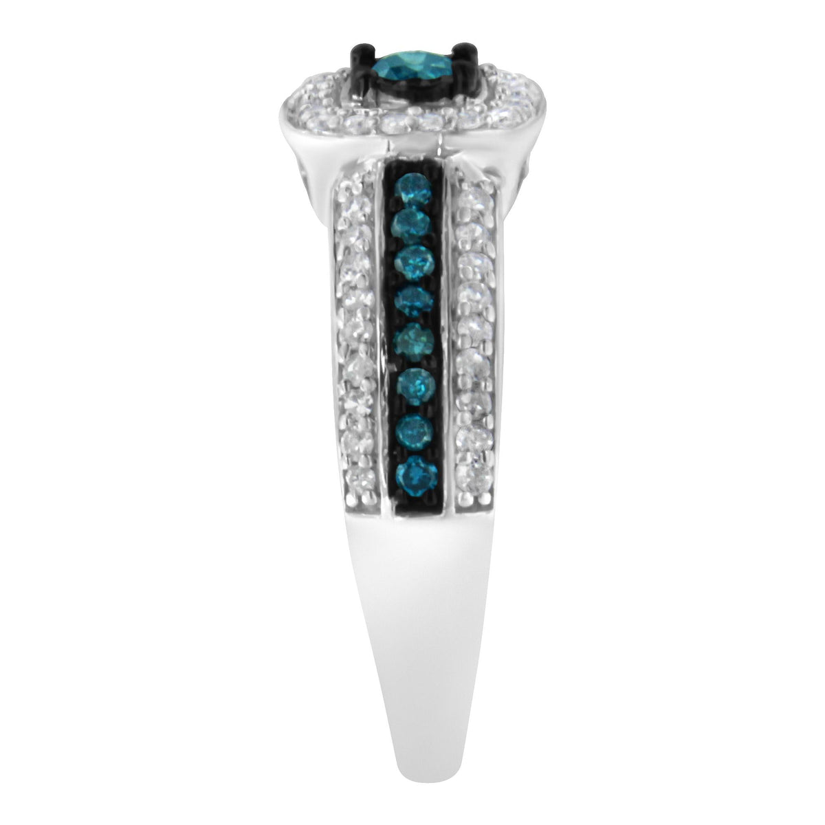 .925 Sterling Silver Treated Blue Miracle-Set Diamond Engagement Ring (1/2 Cttw, J-K Color, I1-I2 Clarity) - JackiEaslick