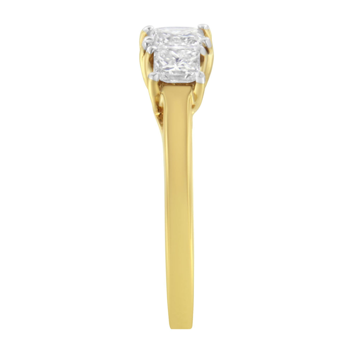 10K Yellow Gold Princess-Cut Diamond Three Stone Band Ring (1 Cttw, J-K Color, I1-I2 Clarity) - JackiEaslick